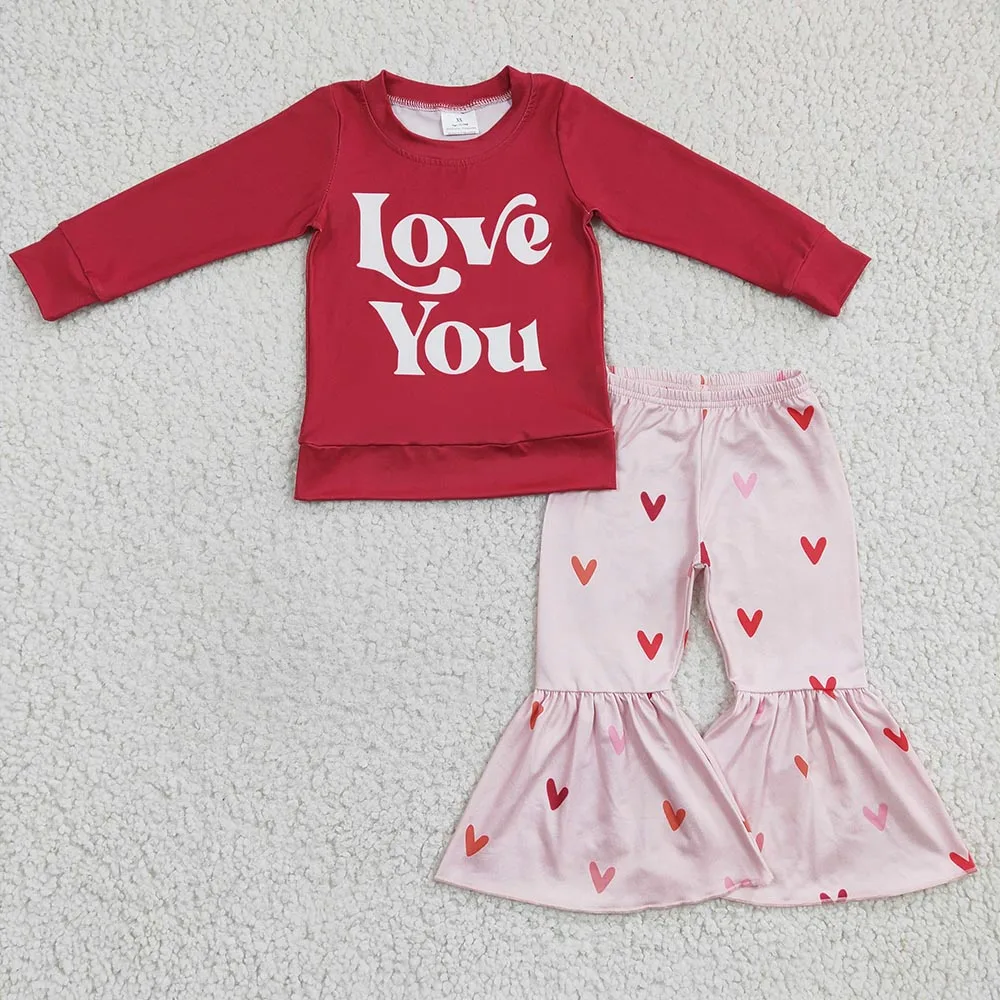 RTS Short Sleeve Adorable Be The Reason Someone Smile Today Popular Floral Print Bell-Pants Toddler Clothing Fashion Baby Set