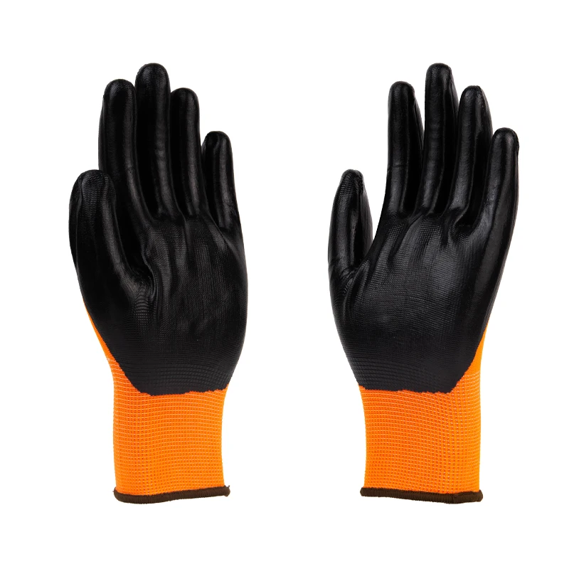 hot sell China Wholesale High quality Nitrile coated 13 gauge polyester  hand protection construction man Safety  Work  Gloves