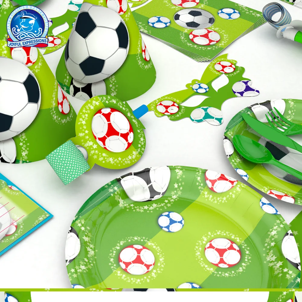 undefined Party Supplies Tableware Football Theme Party Paper Plate Cup Napkin For Baby Kids Birthday Party Decoration