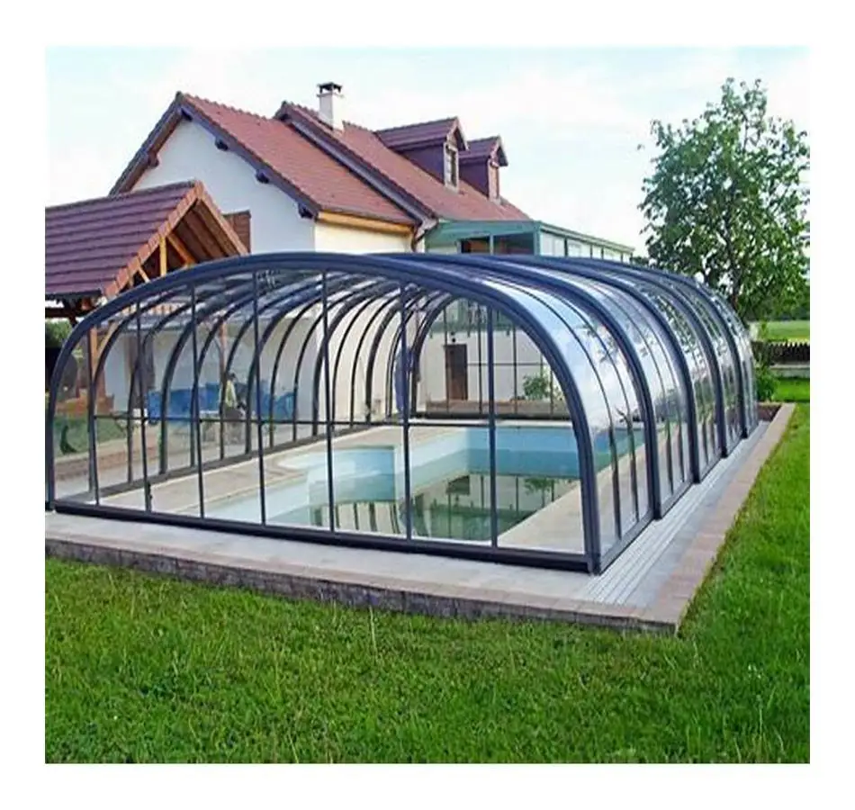 Factory Supplying Enclosure Pool Cost Retractable Swimming Pool Temporary  Glass Pool Enclosure