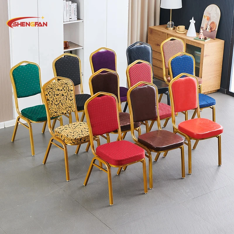 Popular Customizable Cheap Fabric Dining Hotels Hall Conference Chair Party Metal Banquet Chairs for Wedding