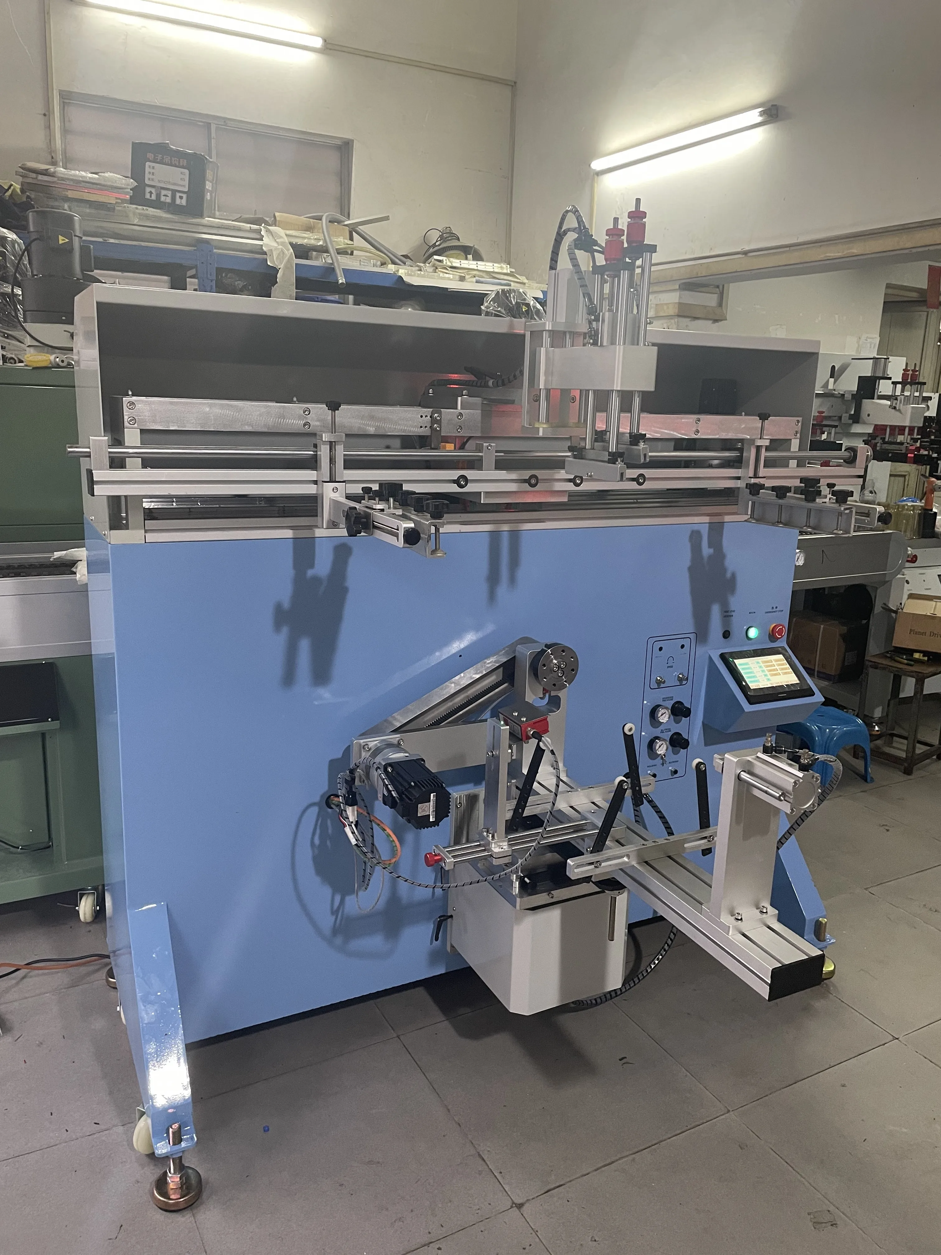 LC Brand Multicolor Rotary Cylindrical Bucket Barrel Silk Screen Printing Machine with color sensor