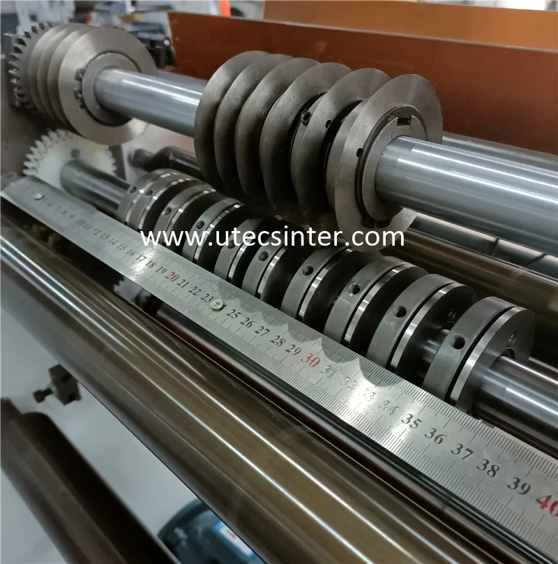 UTS450 Automatic Self Adhesive Sticker Cutting Machine, pvc pet aluminum foil label cutter rewinder