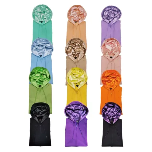 Satinlined Custom Logo Luxury Unisex Silk Hood Men Women Silky Satin-lined- Satin Lined Hoodie With Silk Hood