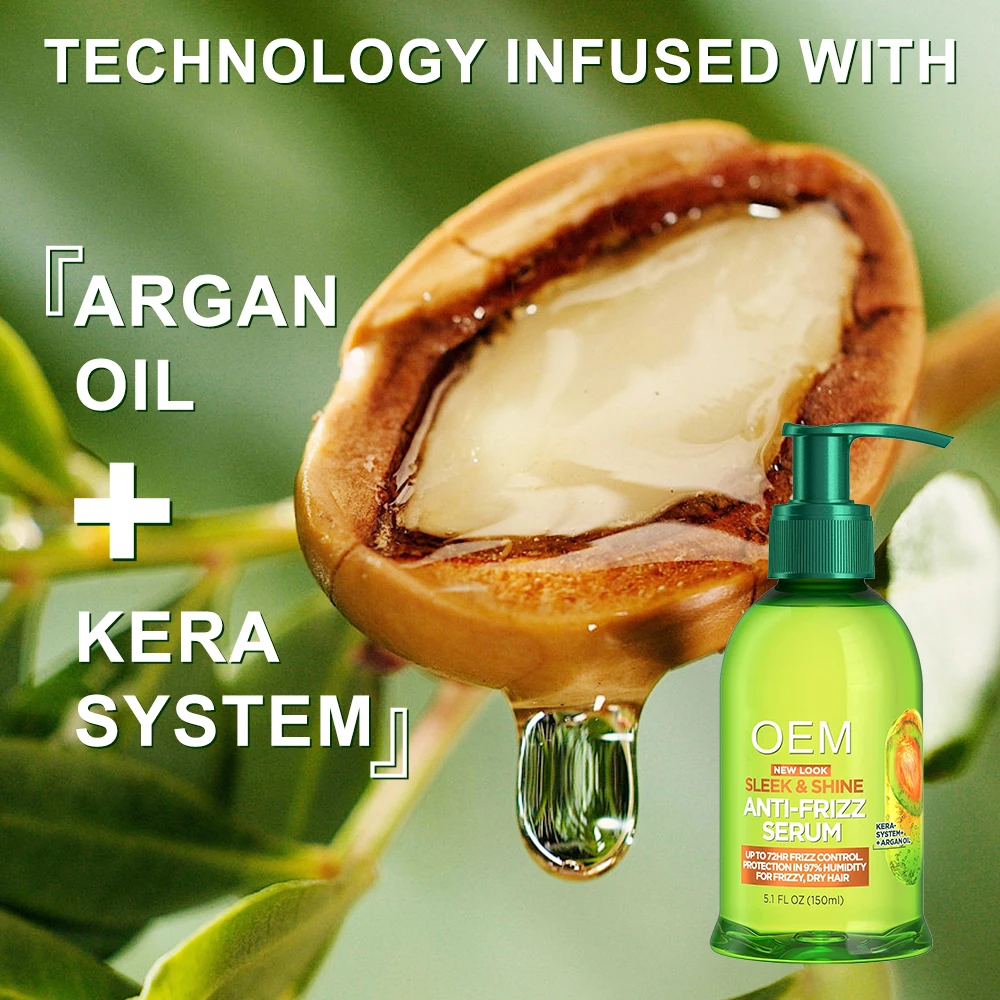 Private Label Fructis Sleek & Shine Anti-Frizz Serum for Frizzy Dry Hair Moroccan Argan Oil Hair StrengtheningTreatment