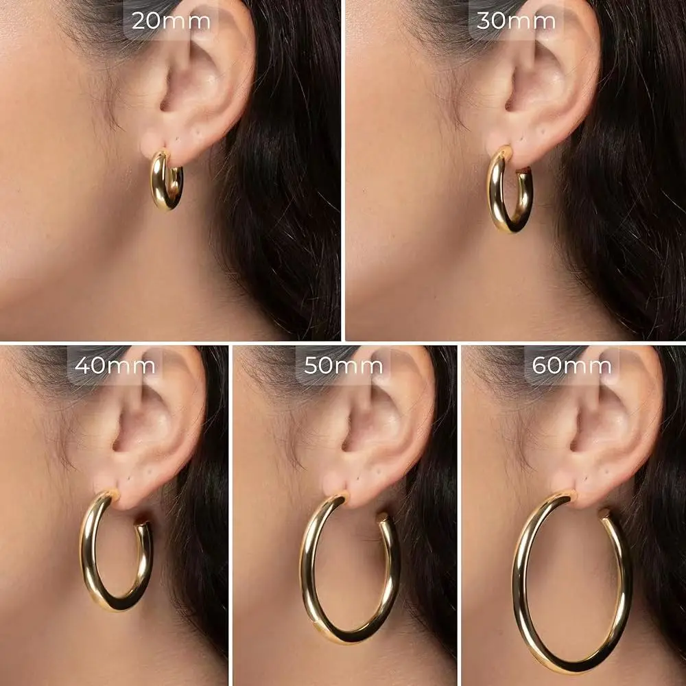 14K gold-plated lightweight short and chubby open loop, female gold hoop earringsdirect dealgold filled earrings 14k
