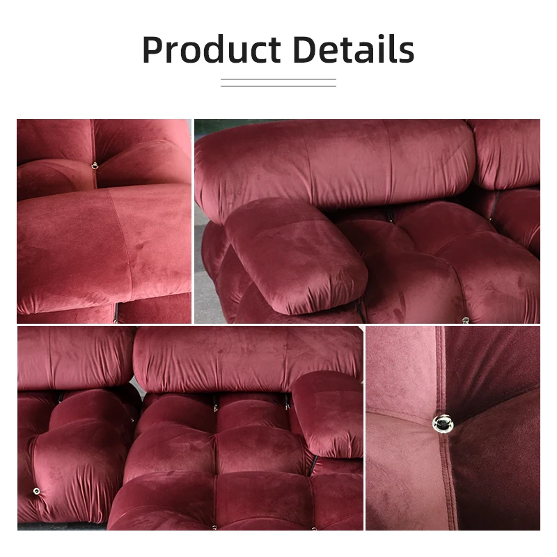 Red Wine Velvet Mario Bellini Sofa Modular Sectional Sofa Living Room Sofa Furniture