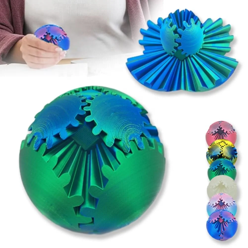 3D Printed Gear Ball Spin Ball Fidget Toy Gearsphere Gear Ball for Stress and Anxiety Relaxing Fidget toy