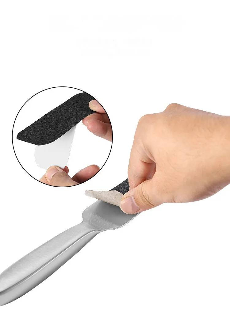 Self Adhesive Pedicure Tool Callus Remover Stainless Steel Metal Foot File Black Refill Replaceable Sanding Paper Pads Sandpaper