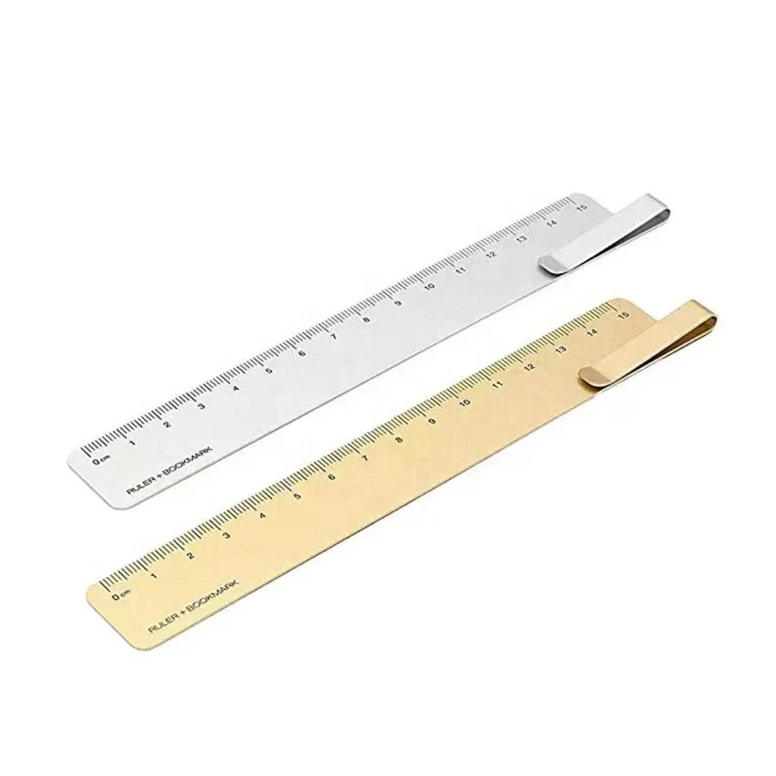 Custom design Etching Laser stainless steel brass metal kids bookmark rulers