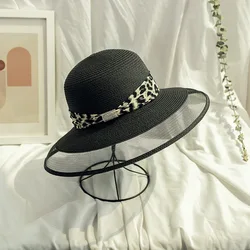 New Arrival Summer and Autumn High Quality Beach Leopard Ribbon Straw Sun Hats