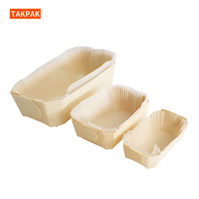 Eco Friendly Hot Sale Biodegradable Wooden Cake bread Baking Tray with Baking Mold Loaf Pans
