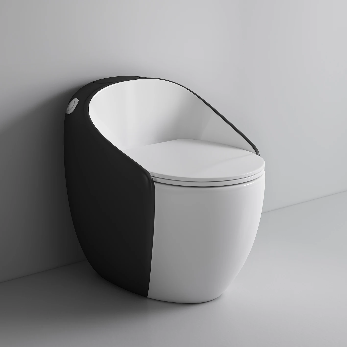 New model modern bathroom white black color s trap one piece egg shaped ceramic WC toilet bowl