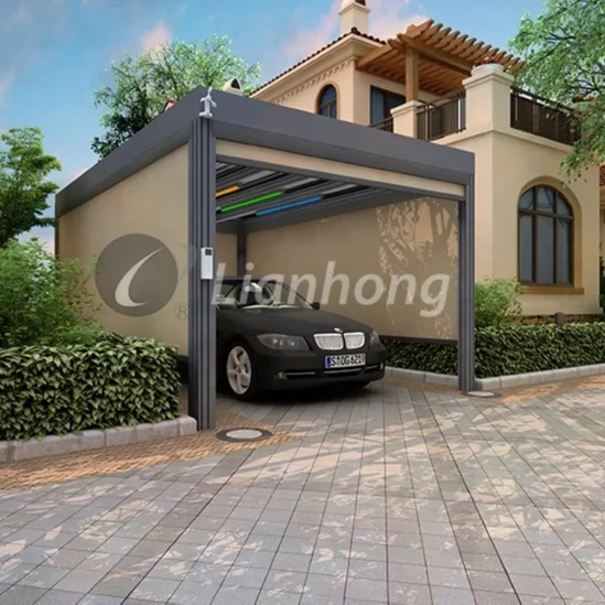 Adjustable Electric Ventilation Louvers Waterproof Shades and Rain Sensor Auto Control Aluminum Carport Garage