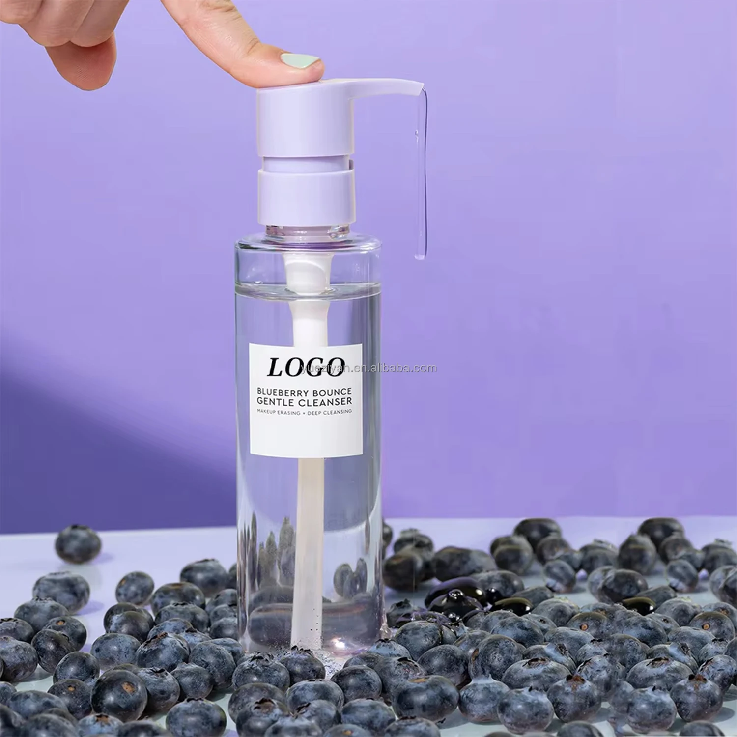 Blueberry Hyaluronic Acid Face Wash Pore Refining Gentle Cleanser AHA Vegan Foaming Acne Facial Cleanser Private Label