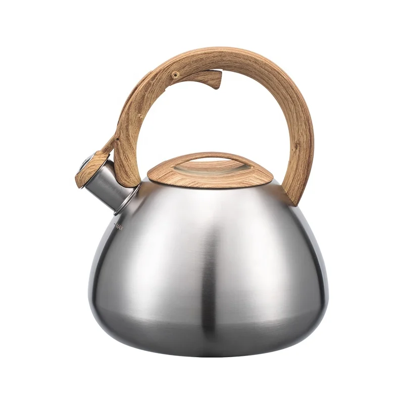 High Quality Kitchen Home Black Coating Coffee kettle Stainless Steel Whistling Kettle Wood Handle Tea Pot