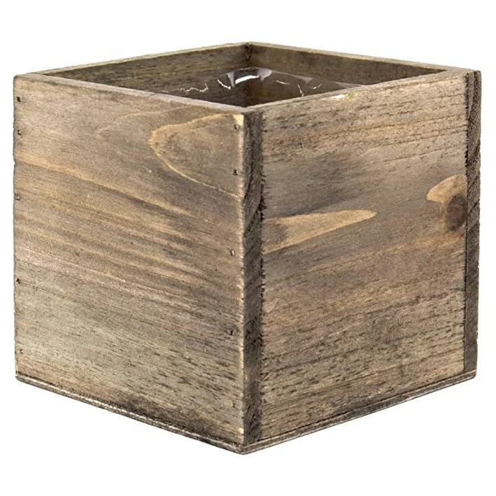 Indoor Decorative Square Planter Box with Removable Plastic Liner paulownia wood boxes