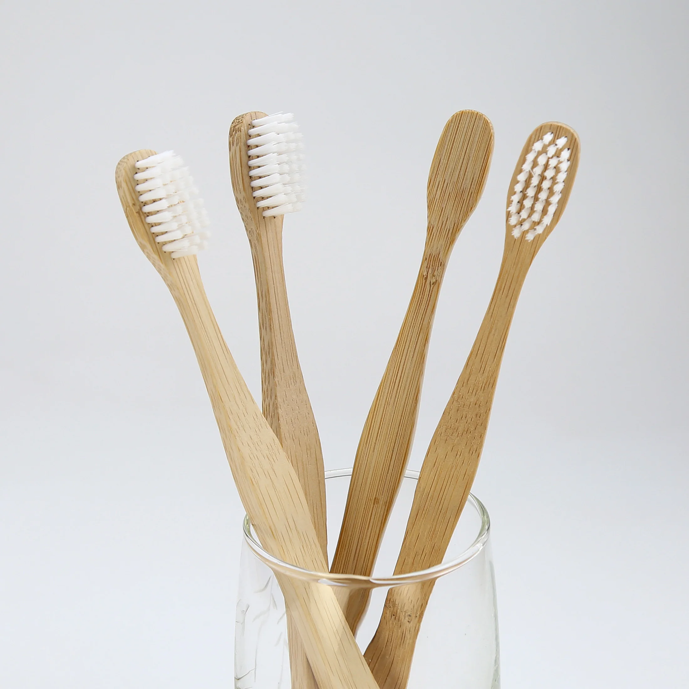 
vegan friendly natural handle biodegradable eco bamboo toothbrush with soft Nylon 1010 Dupont filaments and zero waste package 