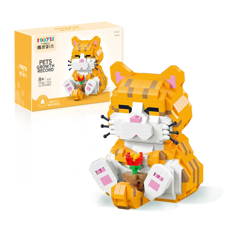 MOYU Pet Orange Cat Blocks Toy cuoystomized DIY educational 834 PCS mini micro building block  for kids