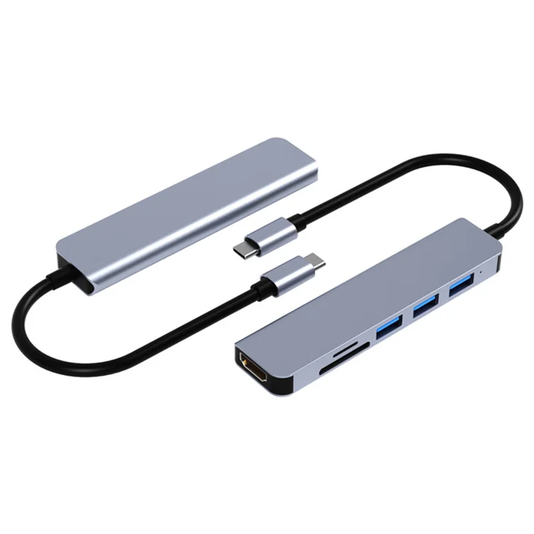 6 Port 6 in 1 HDTV PD Charge Type c 3.0 Usb hub in Aluminum Compatible with Mac OS, Windows 7/8/10