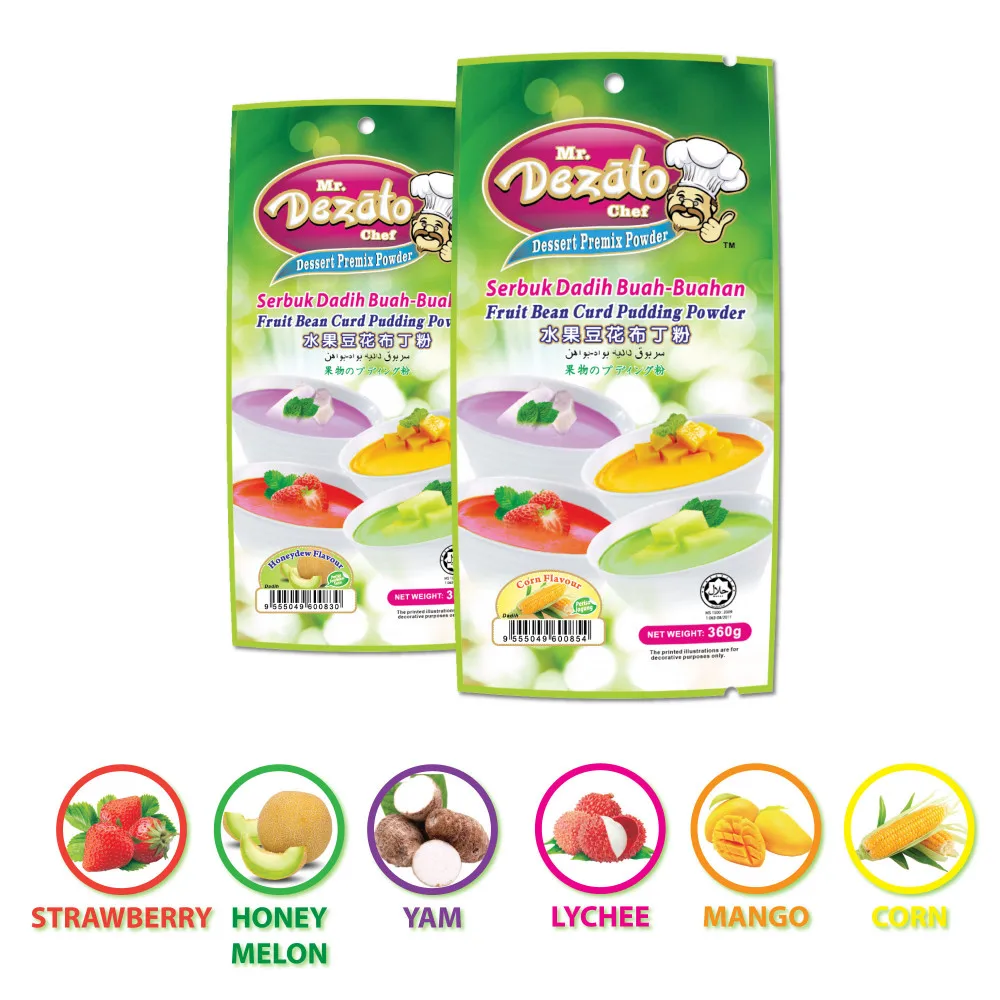 Malaysia Halal ISO 24Pkts x 360g Honey Melon Fruit Flavours Instant Dadih Pudding Powder