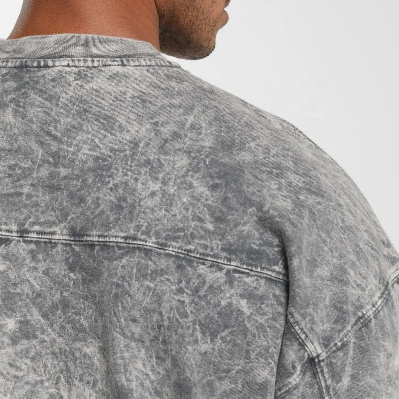 Customize LOGO Print Embroidery acid wash Oversize Boxy Gym T shirts Men Vintage Bodybuilding Drop shoulder t-shirts
