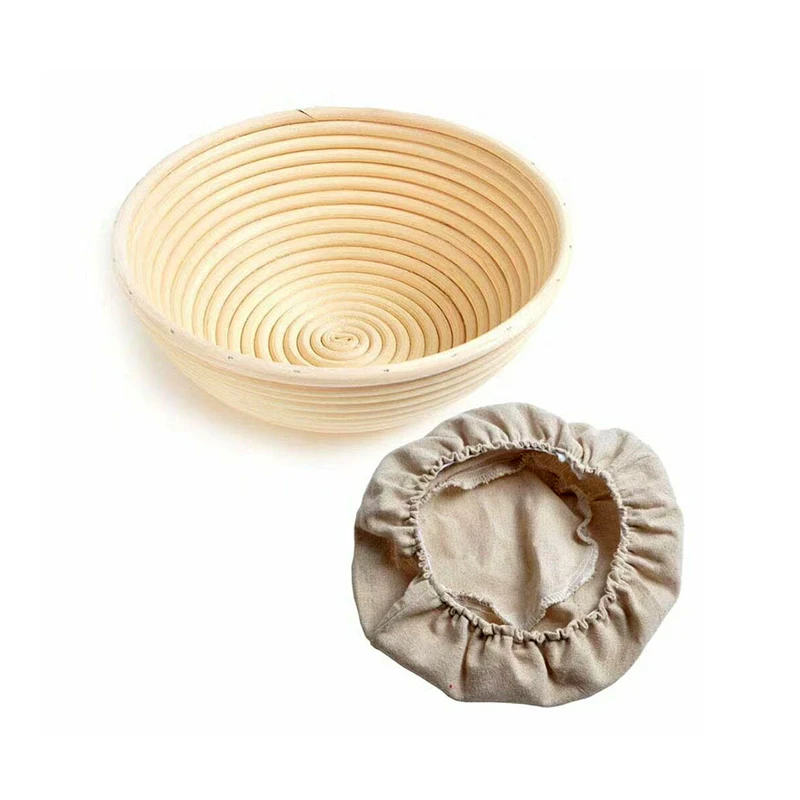 OEM Custom Logo 9 inch Natural Rattan Cane Round Dourdough Bread Proofing Basket Banneton Basket Dough Rising Basket with Liner