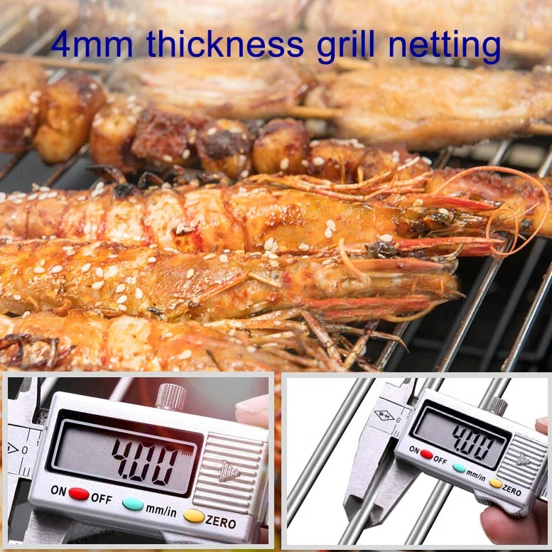 Large Heavy duty Pro 4mm Thick Stainless Steel Portable Charcoal BBQ Grill Collapsible 2-way with Frying Pan Army Green Olive