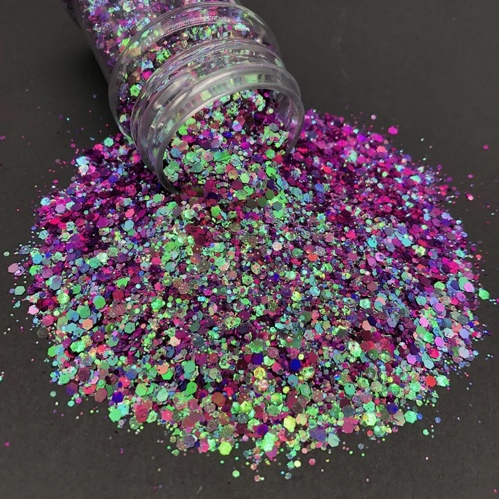 Manufacturer PET Color Shifting Polyester Chameleon Chunky Fine color changing Glitter