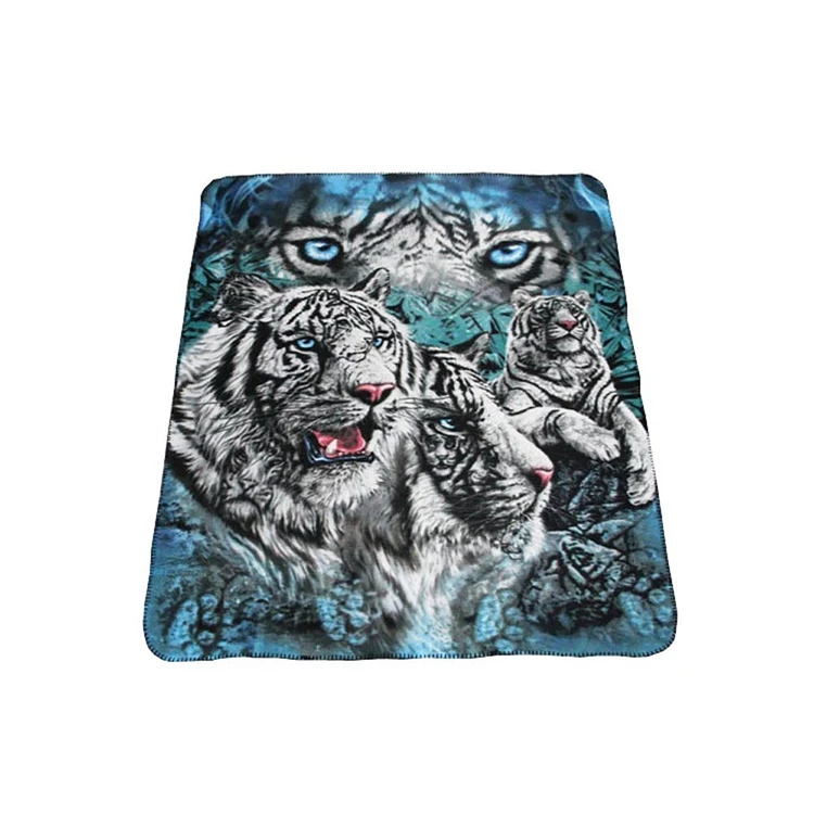 Warm soft Lightweight 100% polyester polar fleece animal wolf tiger horse dragon custom printing fleece throw blanket