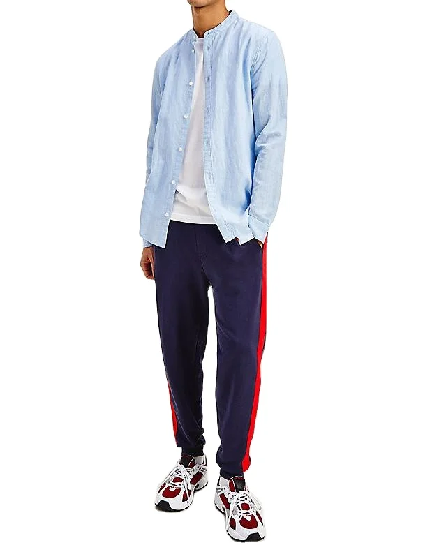 MANDARIN COLLAR COTTON LINEN SHIRT OEM Light Blue MAN Shirt