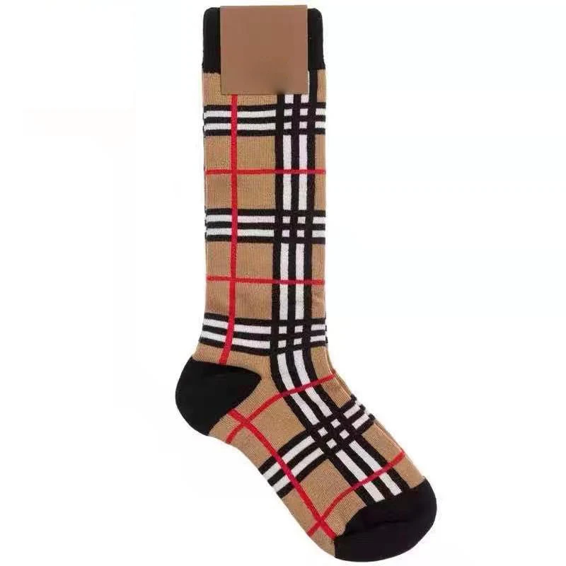 
Wholsale Fashion Cotton Custom Designers Knee High Long Stripe Plaid B Socks for Kids 