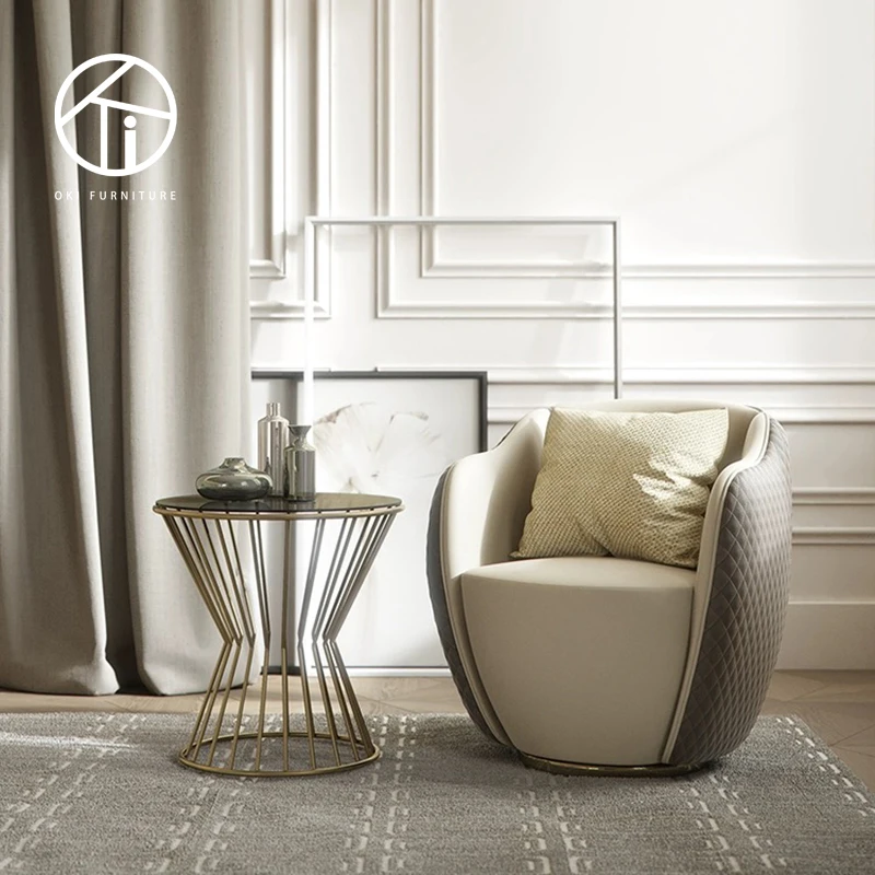 high end exclusive modern elegant living room furniture beautiful couch purple gold metal base leisure chairs single sofa