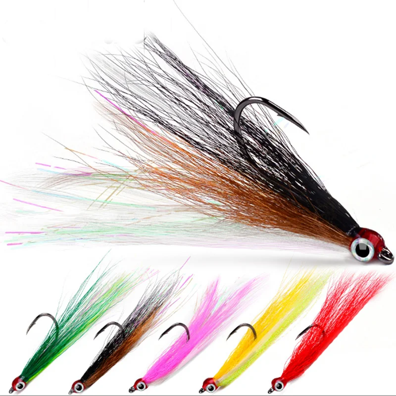5 шт./пакет для рыбалки в соленых водах дергающаяся Рыбная вилки приманка Bucktail тизеры рыболовный крючок Fluke буровая установка