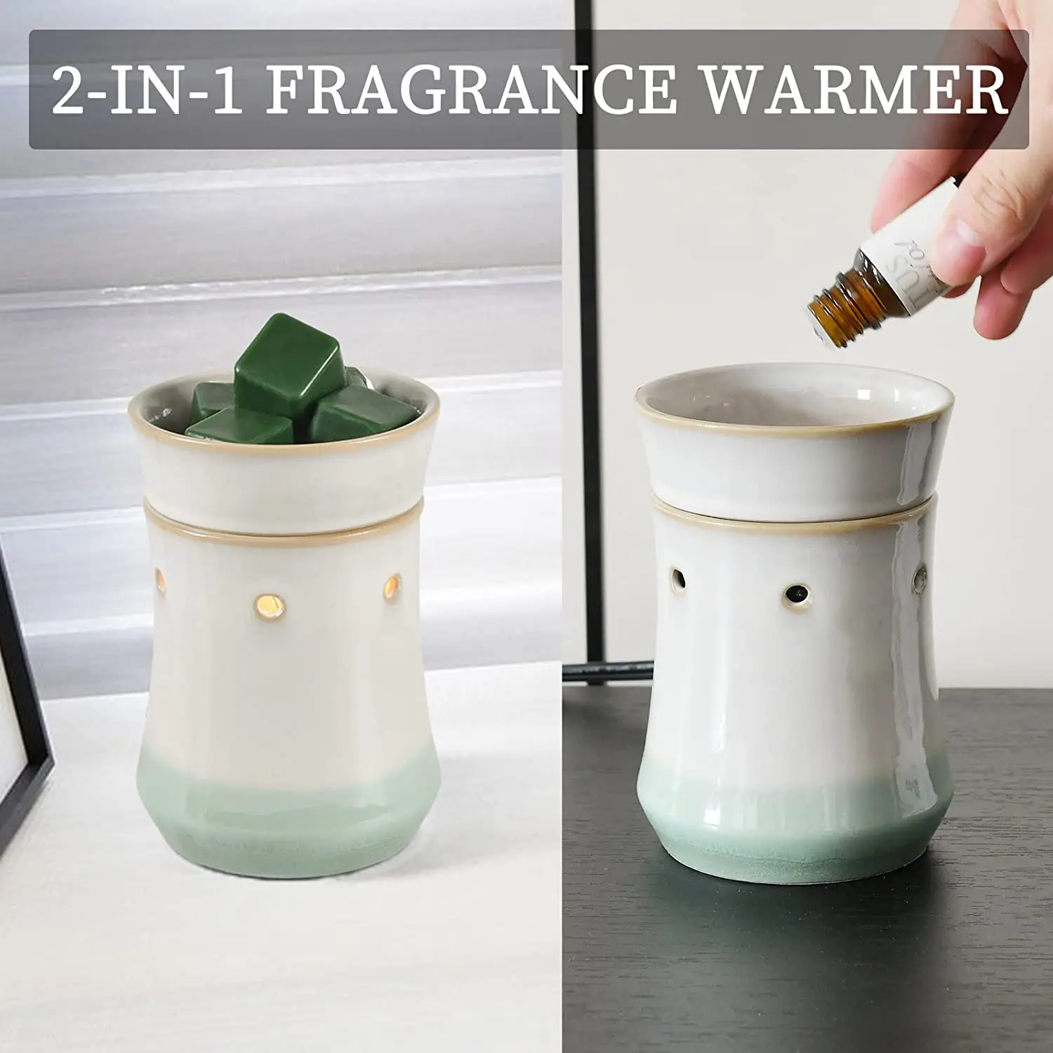 Ceramic Wax Warmer Melter for Scented Wax or Essential Oil for Wax Melts Inremovable Tray Elegant Style Fragrance Burner Heater