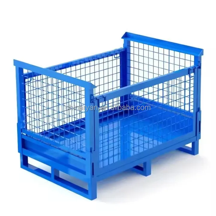 Customized Metal Storage Pallet Cage Basket Box Container Steel Wire Mesh Stillage Cages Logistics Storage Fabrication Services