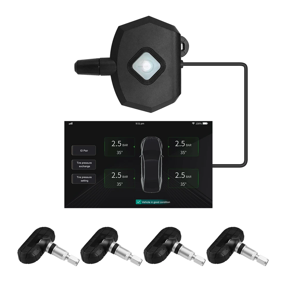 USB Car Tire Pressure System TPMS for Android Car DVD Radio Display The Temperature and Pressure with High Degree Accuracy