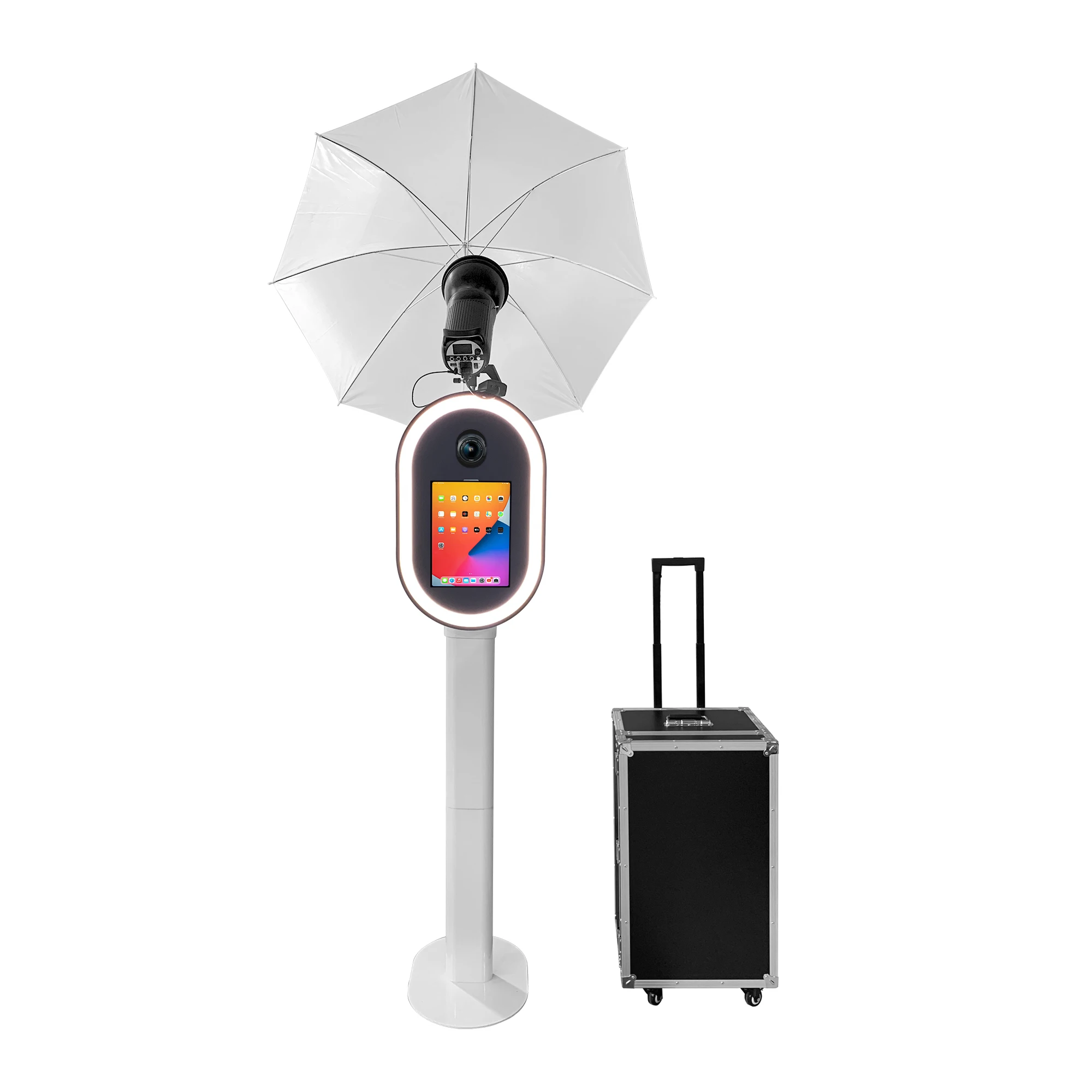 Pad Oval Photo Booth Kiosk Machine Selfie Touch Screen Photobooth Lightweight Easy Setup Pad Photo Booth With Flight Case