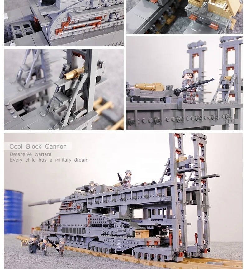 german gustav heavy dora building blocks military railway gun model tank bricks toy gifts for children