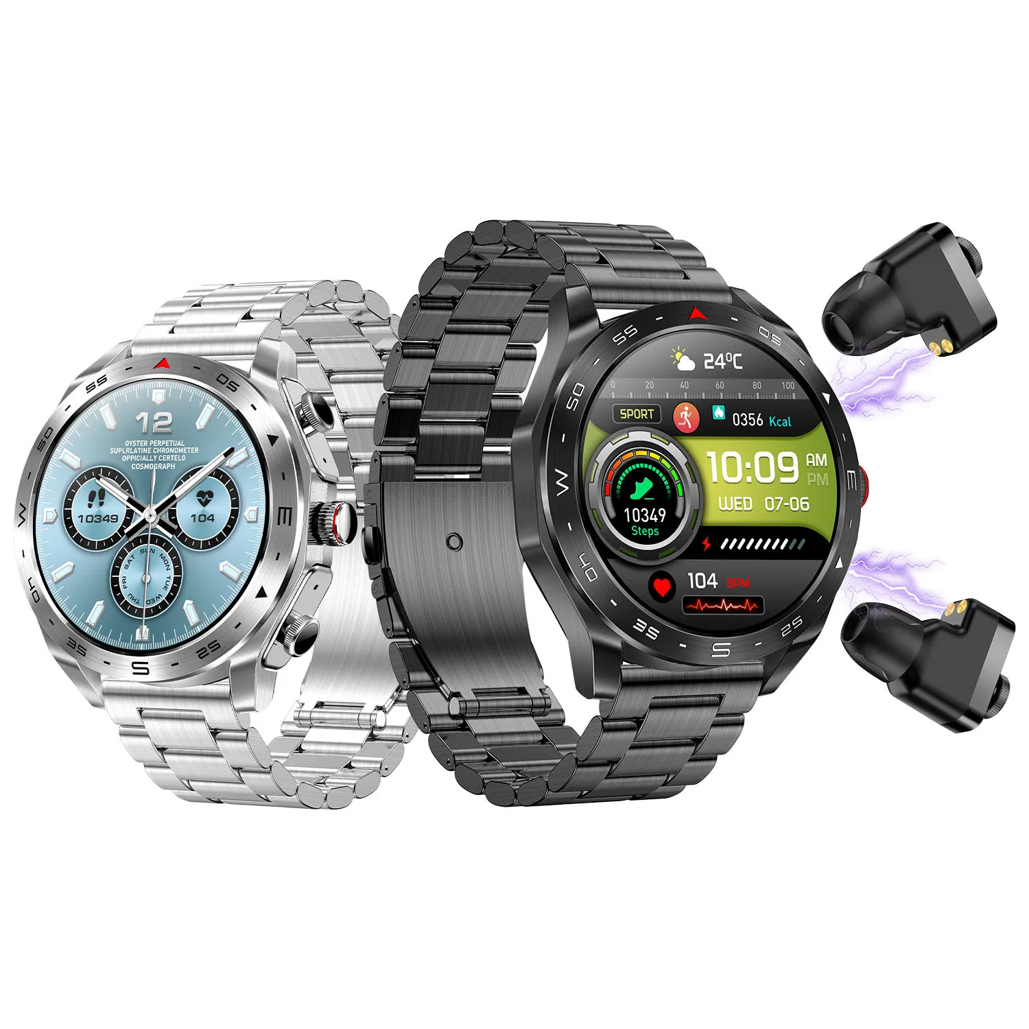 New T95 with TWS Bluetooth headset earphone smartwatch 1.52 inch AMOLED large screen battery bracelet smart watch