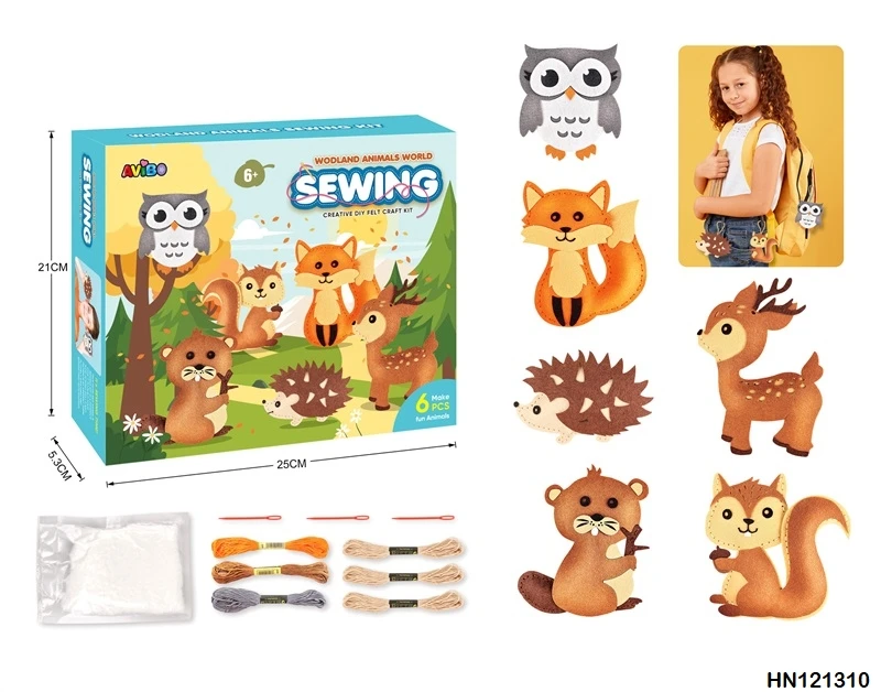 Wholesale DIY Felt Sewing Art Crafts Kits Woodland Forest Creature Plush Animal Shape for Kids Best Educational Toy Gift