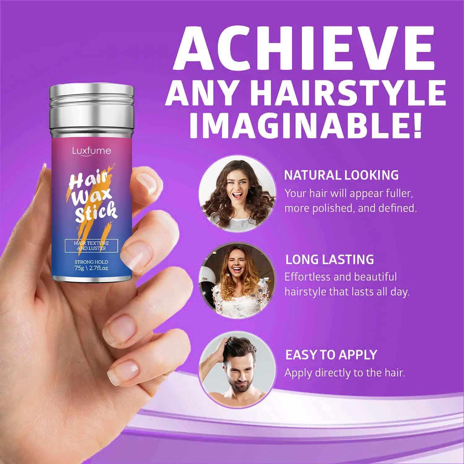 Top Hair Styling Wax Smooth Flyaways Pomade Hair Wax Stick For Hair Slick