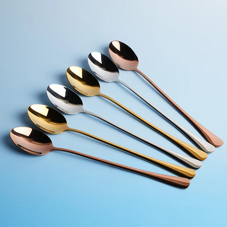 Fashional Colorful Stainless Steel Long Handle Tea Coffee Scoop Ice Cream Spoon 304 Food Grade Material