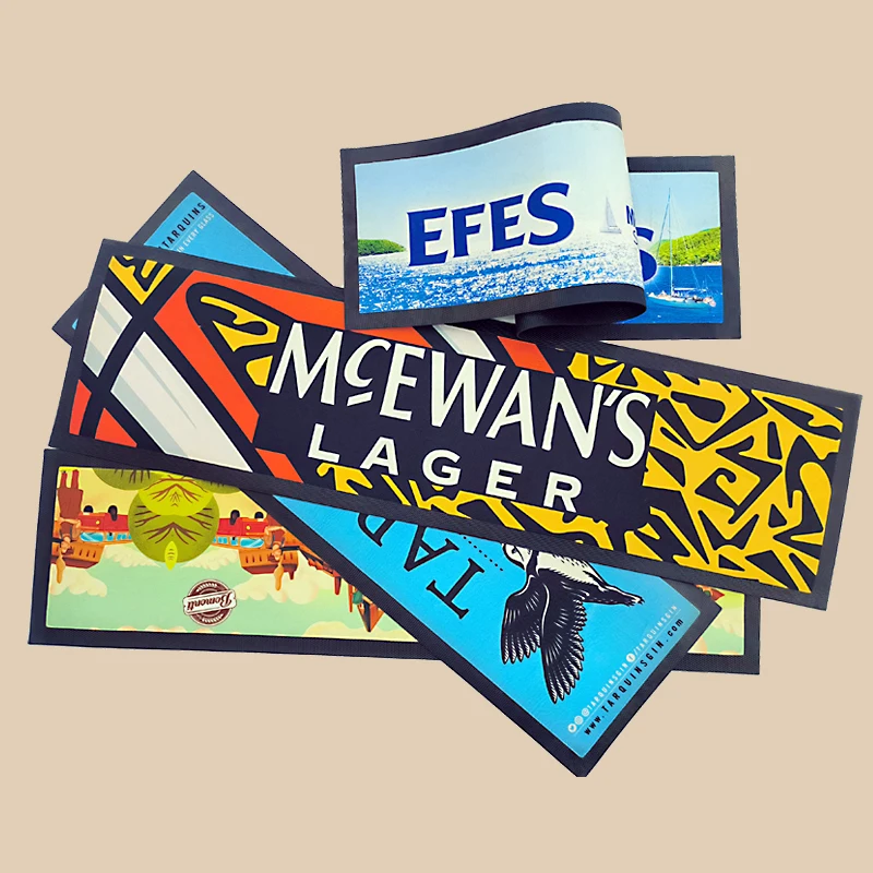 Factory price  Beer mat Anti-slip Natural  Nitrile Rubber bar runner mat With Bar accessories Custom printing LOGO Bar Spill Ma
