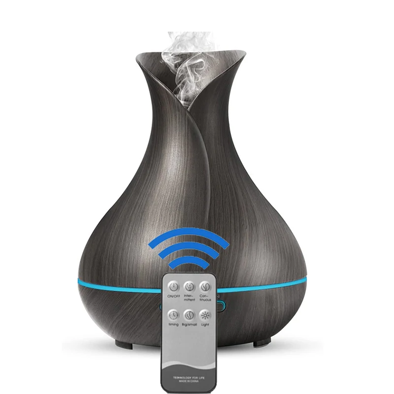 Automated 400 Ml No Noise Glowing Wood Grain Ultrasonic Large Capacity Aromatizer Air Humidifier Essential Oil Aroma Diffuser