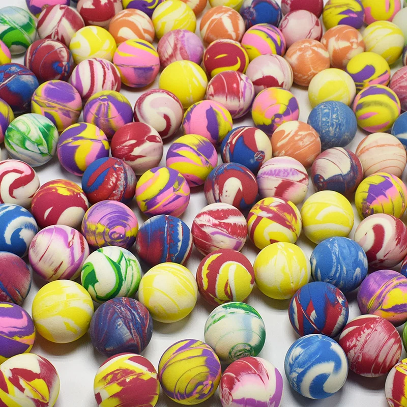 Wholesale New Designs Dull Polish 25mm 30mm rainbow Capsule Toy Multi Color High Bouncing Rubber Elastic Ball