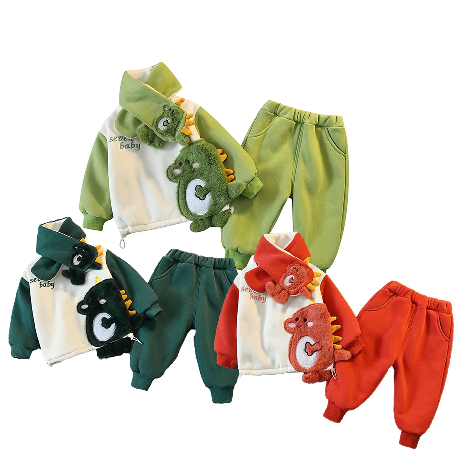 1-8 Years Baby Sets Clothes 3pcs With Scarf Girls Hoodies Sweatshirts Long Hoodies For Girlsn Boy