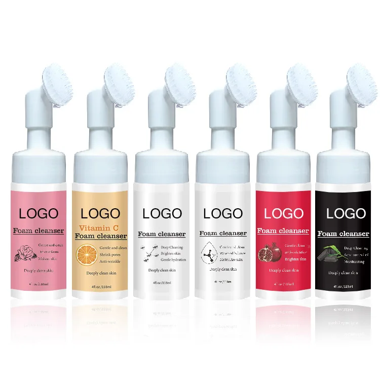 OEM/ODM Logo Cosmetics Organic Exfoliating Mousse Pore Cleanser 72 Hours Moisture Skin Care Face Wash Vitamin C Customizable