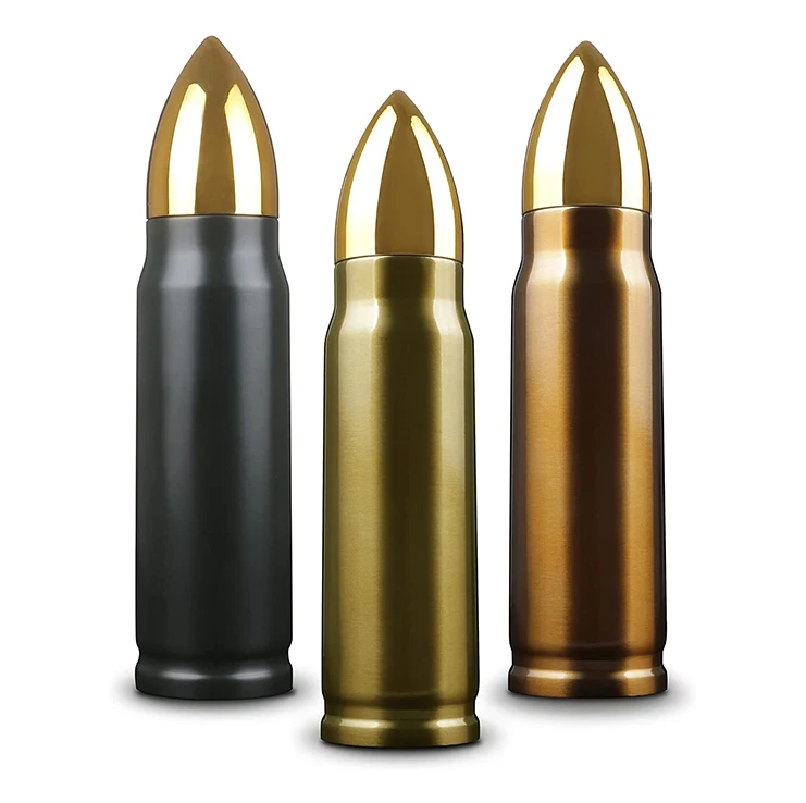 New Arrival 750ml 1000ml Blank sublimation Stainless Steel Rocket Water Bottle Shotgun Bullet Shape Tumbler for DIY