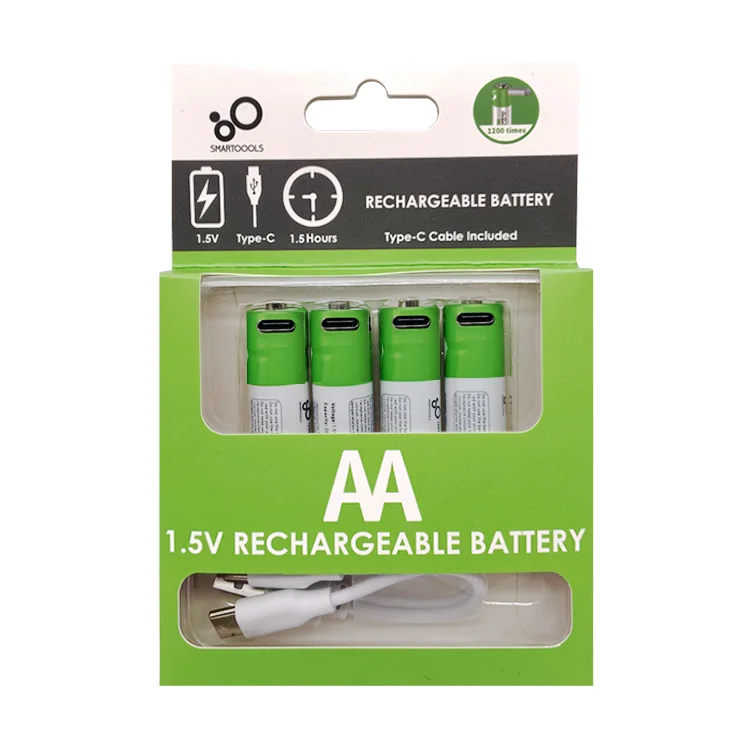AA 1.5 Voltage AAA Batteries Lithium ion Rechargeable USB Battery Size AA 2600mWh Lr6 1.5V for Smartoools Non Lr6 Alkaline Cell
